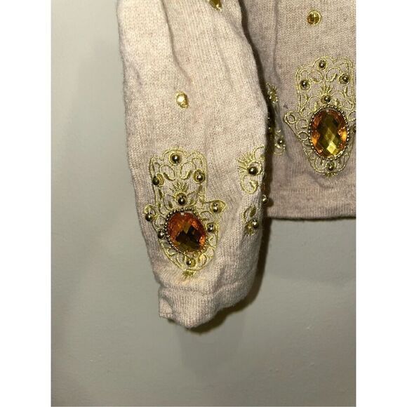 Manoush bedazzled jeweled rhinestone turtle neck sweater Y2K 2000s size medium - Picture 10 of 11